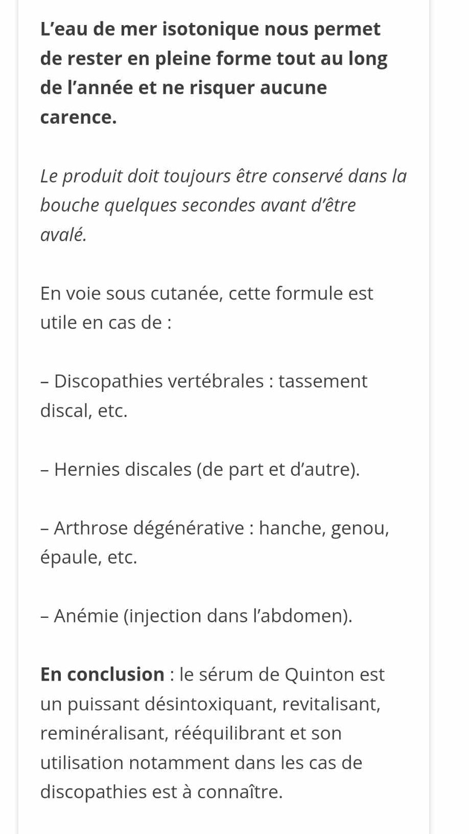 Quinton : ampoule de solution ISOTONIQUE