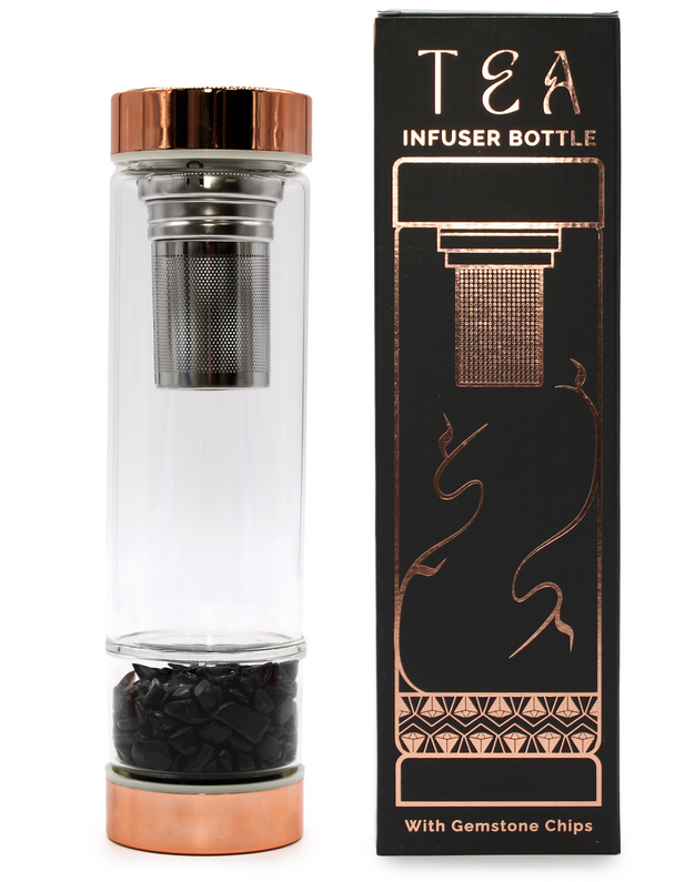 Bouteille à infusion (Infuseur) et pierres semi-précieuses : Onyx