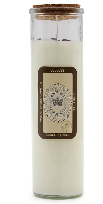 Bougie magique 100% naturelle et végétale à la cire de soja (avec pierres semi-précieuses)