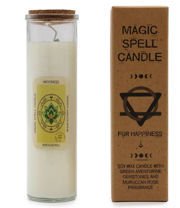 Bougie magique 100% naturelle et végétale à la cire de soja (avec pierres semi-précieuses)