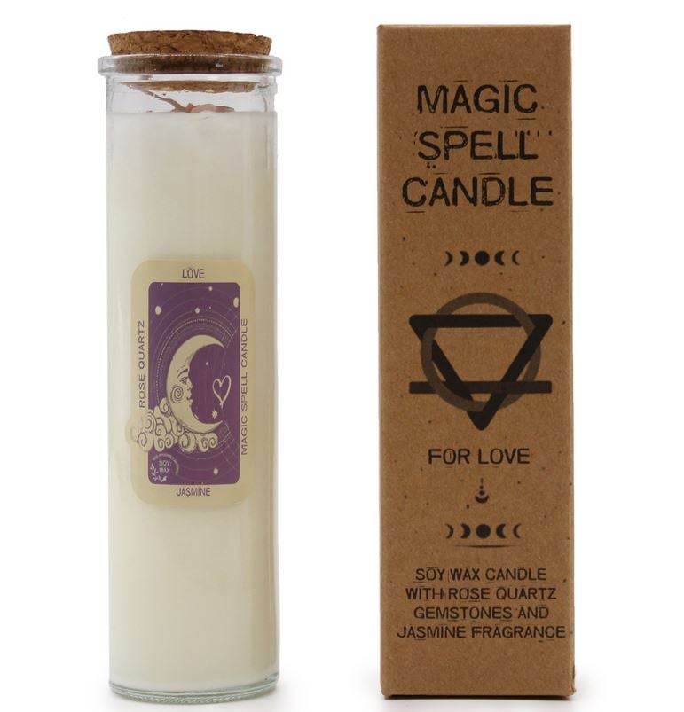 Bougie magique 100% naturelle et végétale à la cire de soja (avec pierres semi-précieuses)