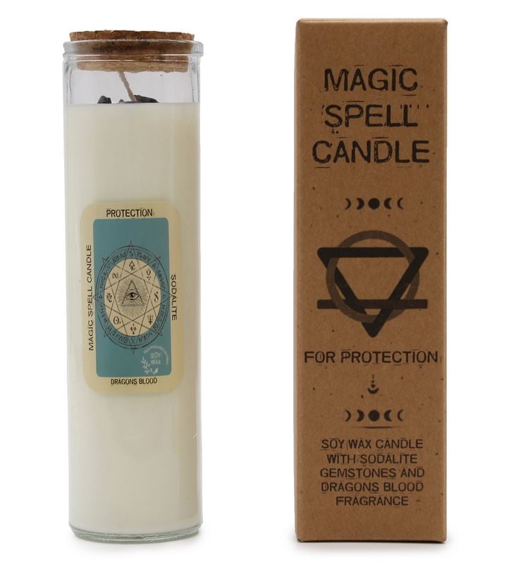 Bougie magique 100% naturelle et végétale à la cire de soja (avec pierres semi-précieuses)