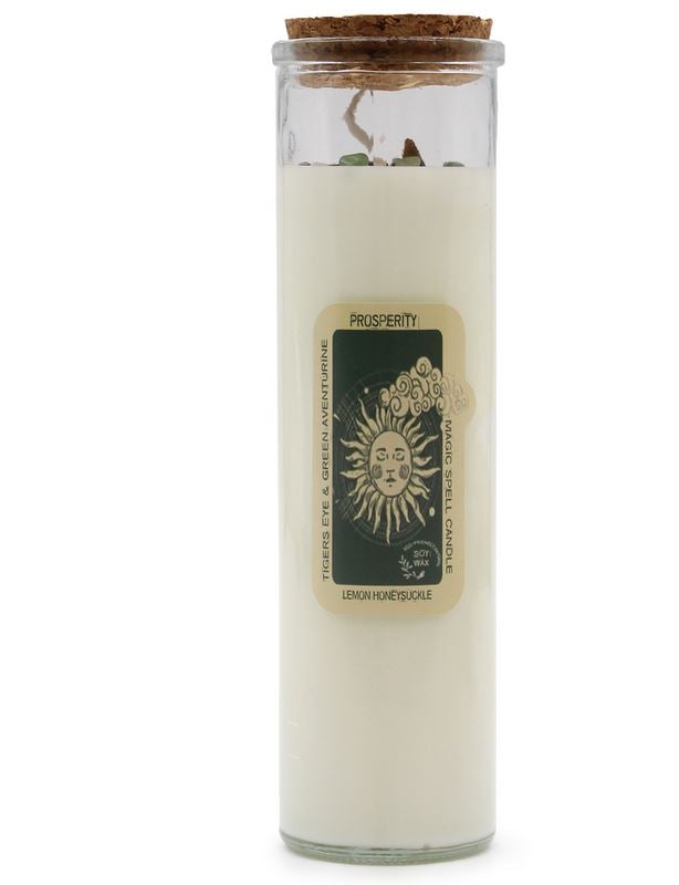 Bougie magique 100% naturelle et végétale à la cire de soja (avec pierres semi-précieuses)