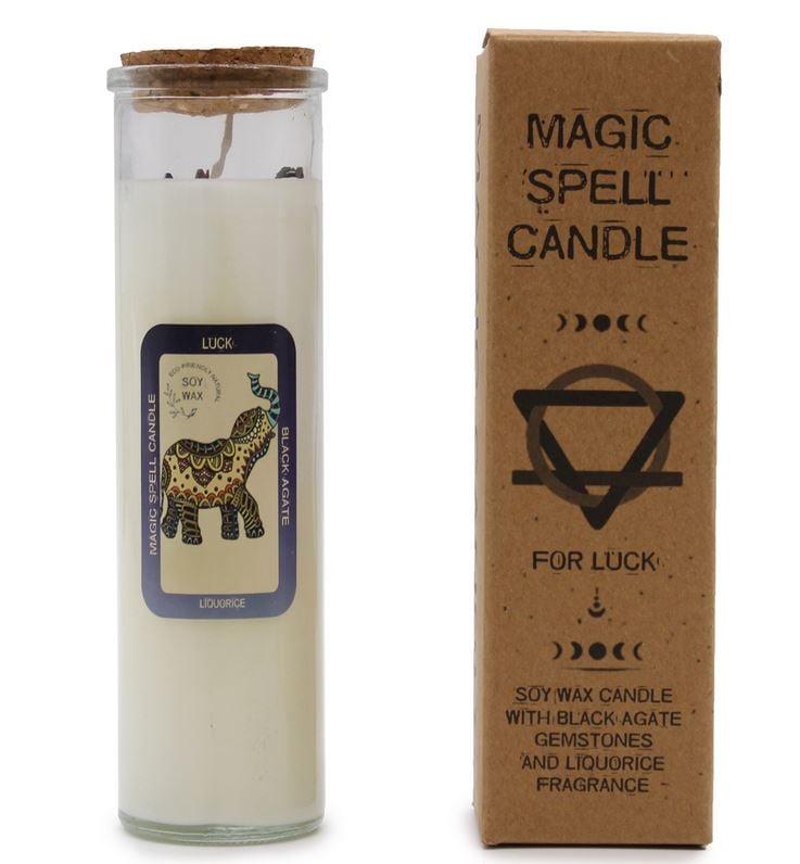 Bougie magique 100% naturelle et végétale à la cire de soja (avec pierres semi-précieuses)