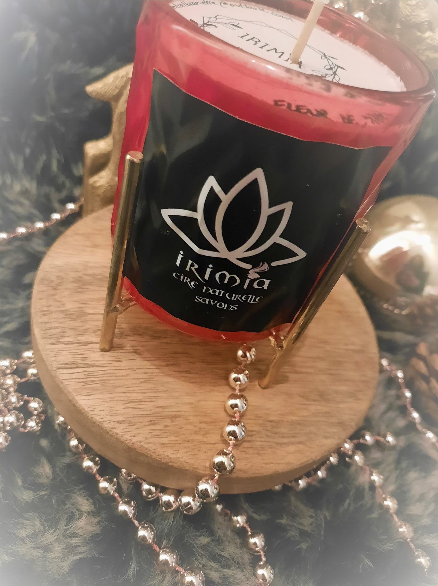 Bougie 100% naturelle à la cire de soja et Parfum de Grasse : Fleur de Noël