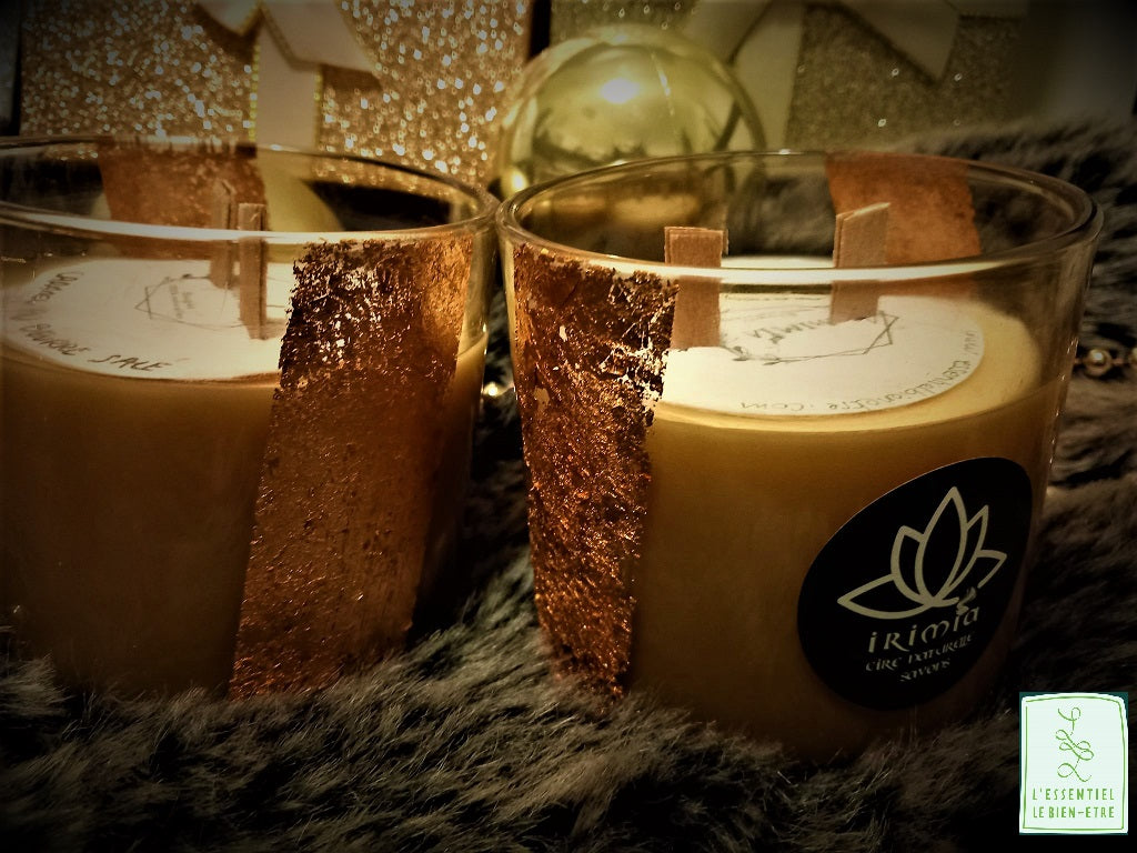 Bougie 100% naturelle à la cire de soja et Parfum de Grasse : Caramel au beurre salé