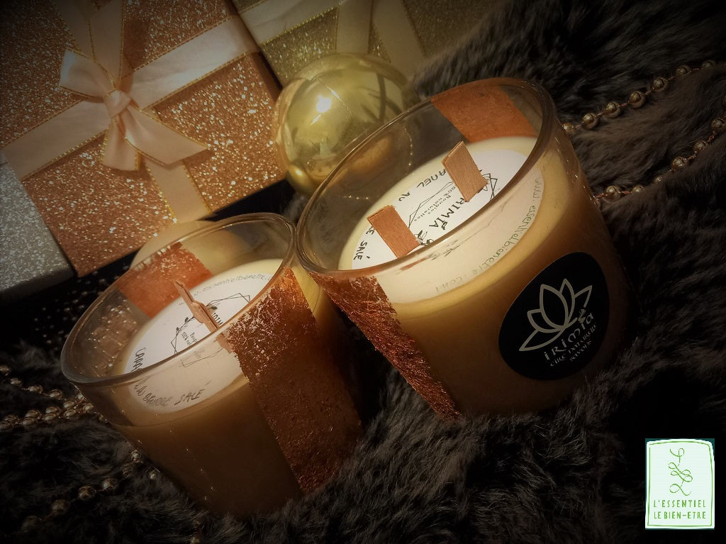Bougie 100% naturelle à la cire de soja et Parfum de Grasse : Caramel au beurre salé