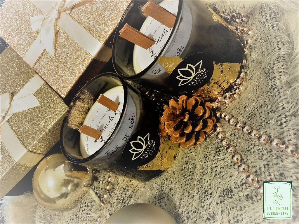 Bougie 100% naturelle à la cire de soja et Parfum de Grasse : Fleur de Noël