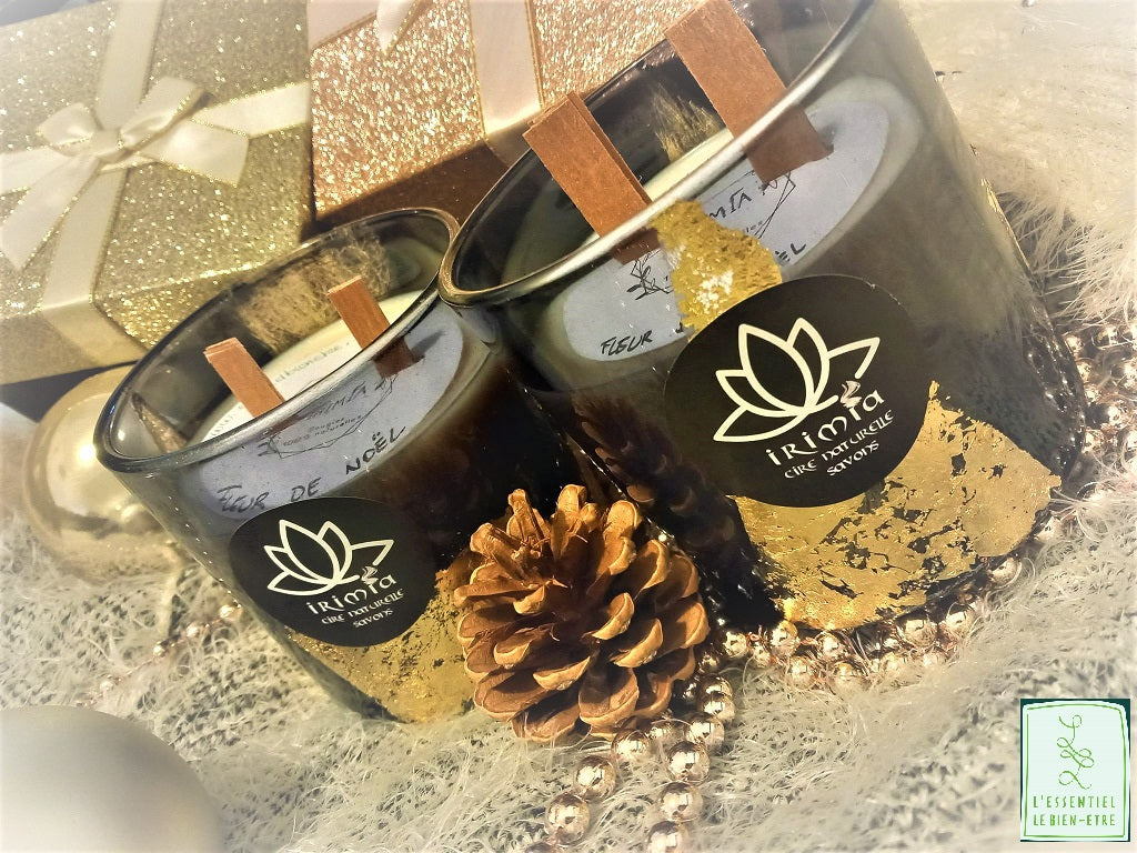 Bougie 100% naturelle à la cire de soja et Parfum de Grasse : Fleur de Noël