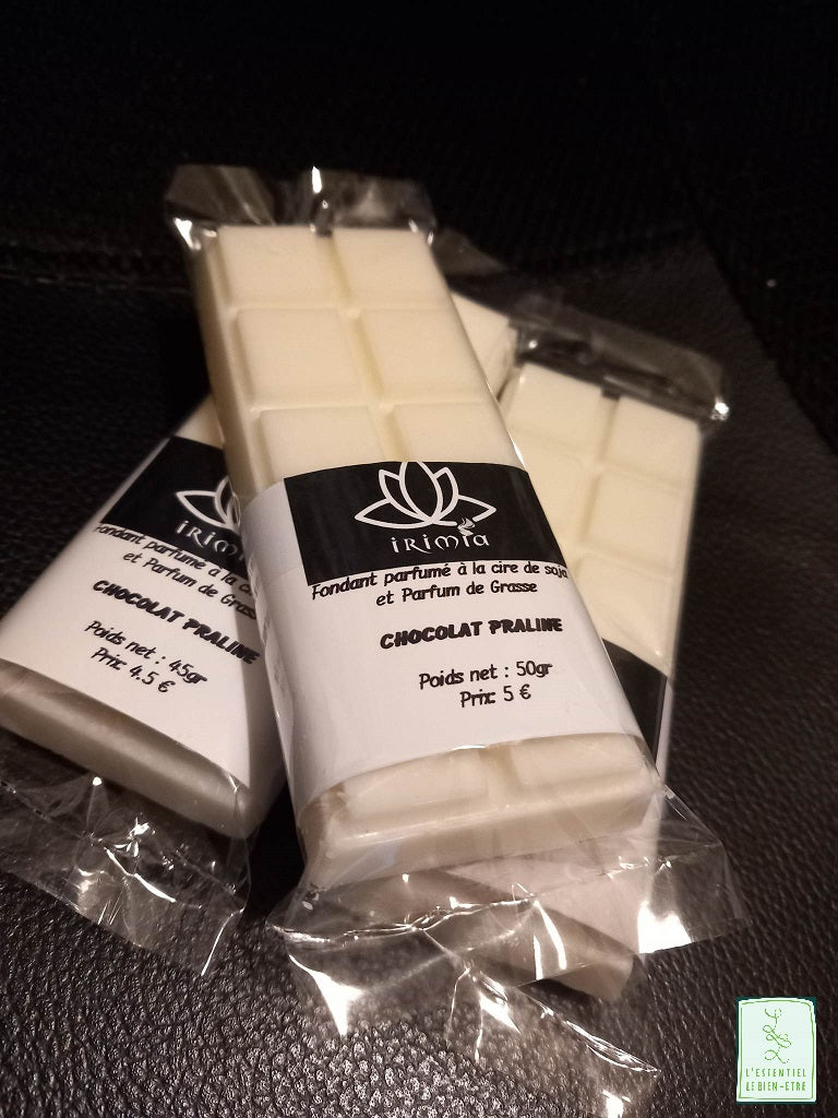 Fondants parfumés à la cire de soja 100% naturelle et parfum de Grasse : Chocolat Praliné