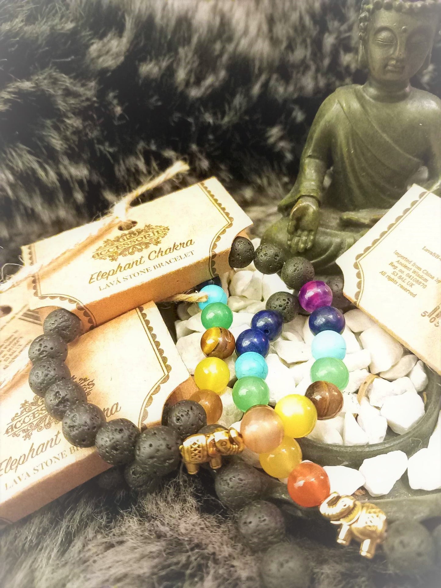 Bracelet 7 chakra et pierres de lave