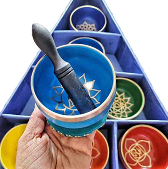 Précommande : Pyramide de bols chantant tibétains 7 chakras