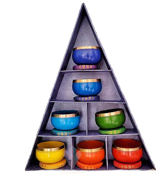 Précommande : Pyramide de bols chantant tibétains 7 chakras