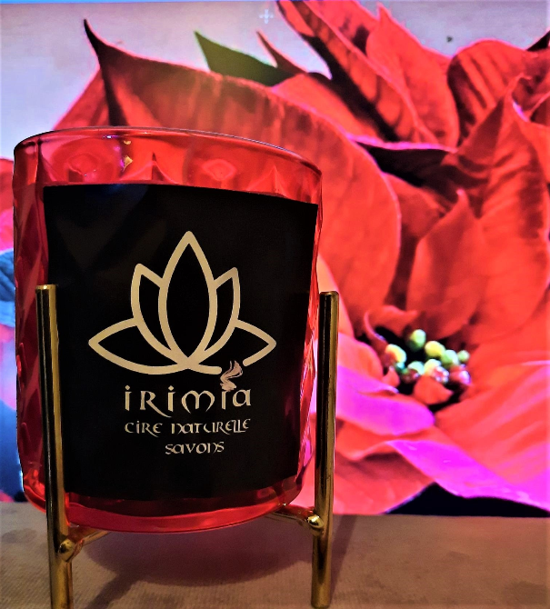 Bougie 100% naturelle à la cire de soja et Parfum de Grasse : Fleur de Noël