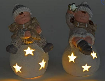 Noël : Photophore led en céramique "vendeur d'étoiles"