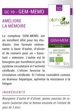 Gemmothérapie : Complexe 10 Mémo