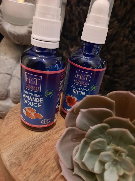 Huile végétale d'Amande douce et de Ricin Bio 50ml