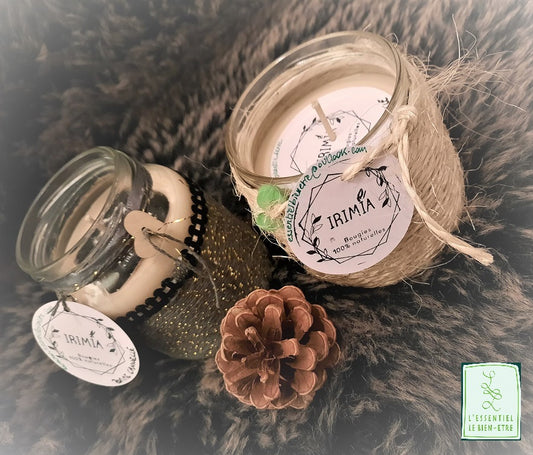 Bougie 100% naturelle et végétale à la cire de soja et au parfum de Grasse : Pomme Cannelle