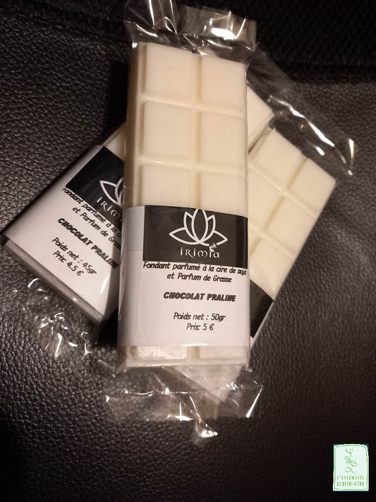 Fondants parfumés à la cire de soja 100% naturelle et parfum de Grasse : Chocolat Praliné
